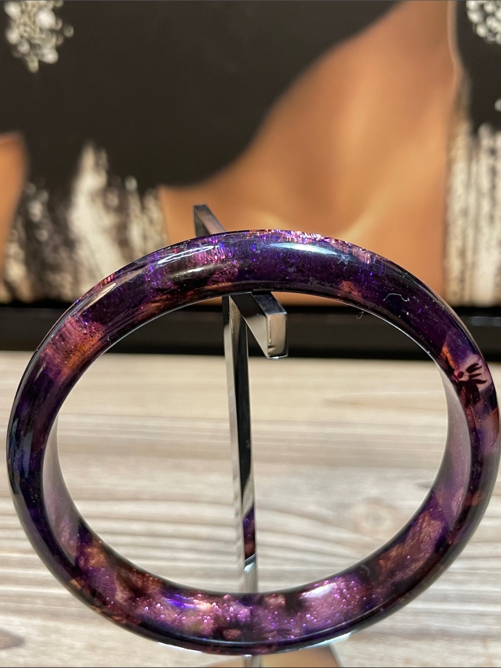 Purple Resin Bangle Bracelet Size 8
